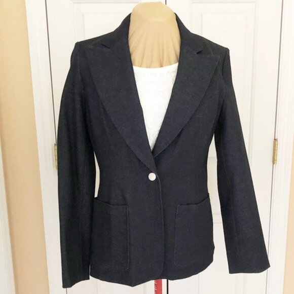 Yansi Fugel Dark Denim Stretch Blazer/Jacket Size S NWT - Picture 1 of 9
